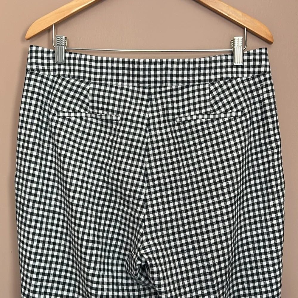 J.Crew Hayden kickout crop pant in gingham stretch linen Blue White Size 12